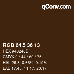 Color code: RGB 64.5 36 13 | qconv.com