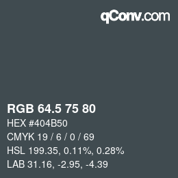 カラーコード: RGB 64.5 75 80 | qconv.com