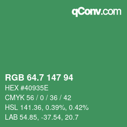カラーコード: RGB 64.7 147 94 | qconv.com