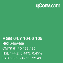 カラーコード: RGB 64.7 164.6 105 | qconv.com