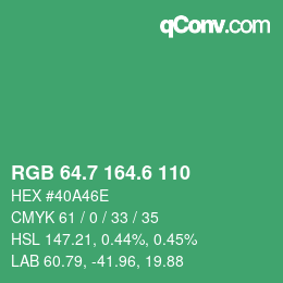 カラーコード: RGB 64.7 164.6 110 | qconv.com