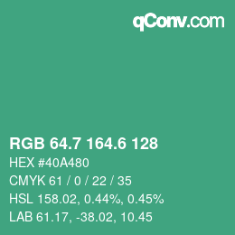 カラーコード: RGB 64.7 164.6 128 | qconv.com