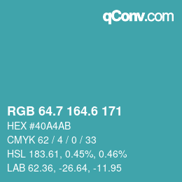 カラーコード: RGB 64.7 164.6 171 | qconv.com