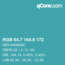 カラーコード: RGB 64.7 164.6 172 | qconv.com
