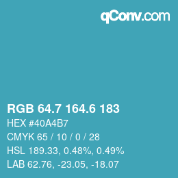 カラーコード: RGB 64.7 164.6 183 | qconv.com