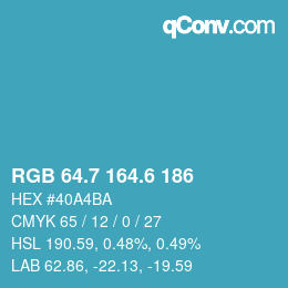 カラーコード: RGB 64.7 164.6 186 | qconv.com