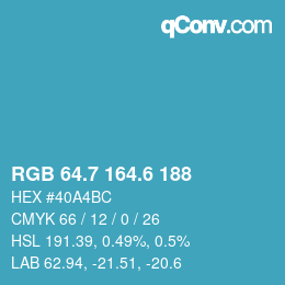 カラーコード: RGB 64.7 164.6 188 | qconv.com