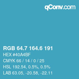 カラーコード: RGB 64.7 164.6 191 | qconv.com