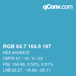 カラーコード: RGB 64.7 164.6 197 | qconv.com