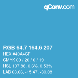 カラーコード: RGB 64.7 164.6 207 | qconv.com