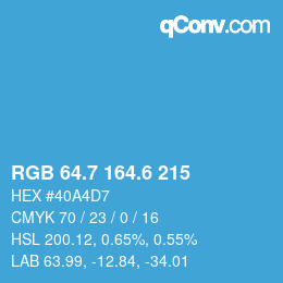 カラーコード: RGB 64.7 164.6 215 | qconv.com