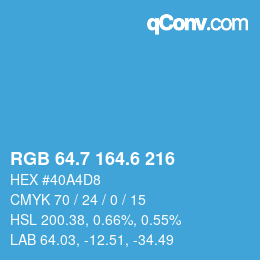 カラーコード: RGB 64.7 164.6 216 | qconv.com