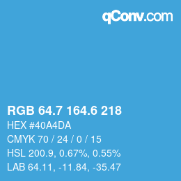 カラーコード: RGB 64.7 164.6 218 | qconv.com