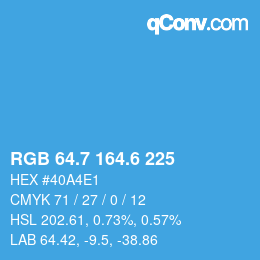 カラーコード: RGB 64.7 164.6 225 | qconv.com