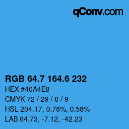 カラーコード: RGB 64.7 164.6 232 | qconv.com
