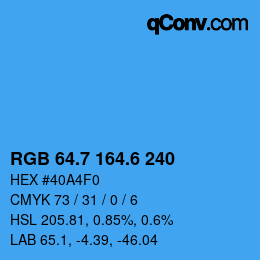 カラーコード: RGB 64.7 164.6 240 | qconv.com