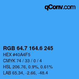 カラーコード: RGB 64.7 164.6 245 | qconv.com