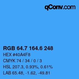 カラーコード: RGB 64.7 164.6 248 | qconv.com