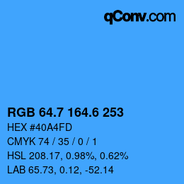 カラーコード: RGB 64.7 164.6 253 | qconv.com