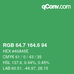 カラーコード: RGB 64.7 164.6 94 | qconv.com