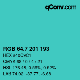 カラーコード: RGB 64.7 201 193 | qconv.com