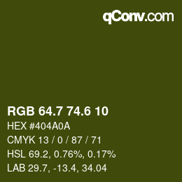 カラーコード: RGB 64.7 74.6 10 | qconv.com
