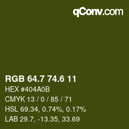 カラーコード: RGB 64.7 74.6 11 | qconv.com