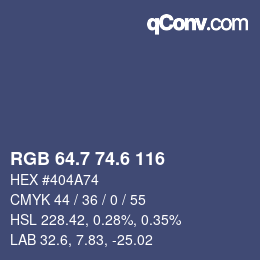 カラーコード: RGB 64.7 74.6 116 | qconv.com