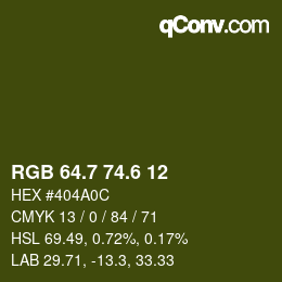 カラーコード: RGB 64.7 74.6 12 | qconv.com
