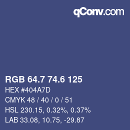 カラーコード: RGB 64.7 74.6 125 | qconv.com