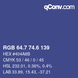 カラーコード: RGB 64.7 74.6 139 | qconv.com