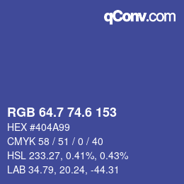 カラーコード: RGB 64.7 74.6 153 | qconv.com