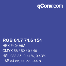 カラーコード: RGB 64.7 74.6 154 | qconv.com