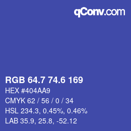 カラーコード: RGB 64.7 74.6 169 | qconv.com