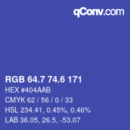 カラーコード: RGB 64.7 74.6 171 | qconv.com