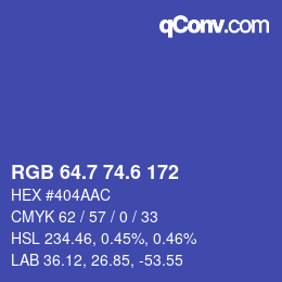 カラーコード: RGB 64.7 74.6 172 | qconv.com