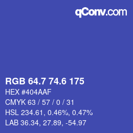 カラーコード: RGB 64.7 74.6 175 | qconv.com