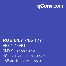 カラーコード: RGB 64.7 74.6 177 | qconv.com