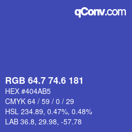 カラーコード: RGB 64.7 74.6 181 | qconv.com