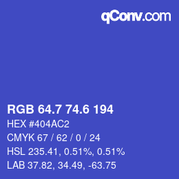 カラーコード: RGB 64.7 74.6 194 | qconv.com