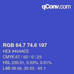 カラーコード: RGB 64.7 74.6 197 | qconv.com