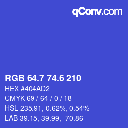 カラーコード: RGB 64.7 74.6 210 | qconv.com