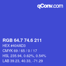 カラーコード: RGB 64.7 74.6 211 | qconv.com
