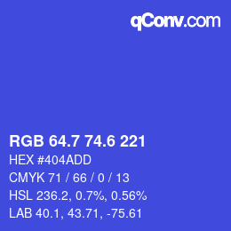 カラーコード: RGB 64.7 74.6 221 | qconv.com