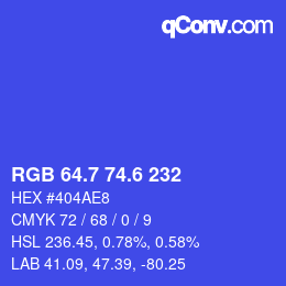 カラーコード: RGB 64.7 74.6 232 | qconv.com