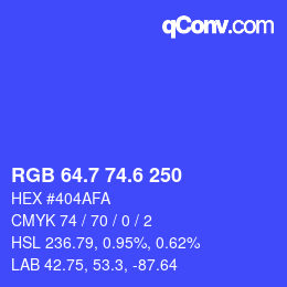 カラーコード: RGB 64.7 74.6 250 | qconv.com