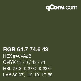 カラーコード: RGB 64.7 74.6 43 | qconv.com