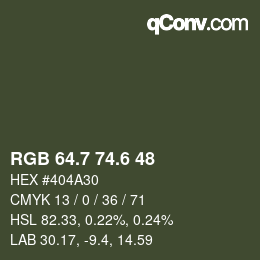 カラーコード: RGB 64.7 74.6 48 | qconv.com