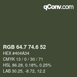 カラーコード: RGB 64.7 74.6 52 | qconv.com