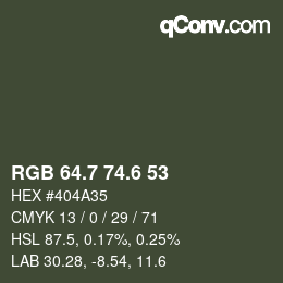 カラーコード: RGB 64.7 74.6 53 | qconv.com